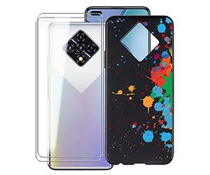 KJYF WMA13 - Funda protectora negra de TPU + 2 protectores de pantalla de cristal templado para Infinix Zero 8 (6,85 pulgadas), lámina de vidrio blindado + carcasa de silicona