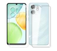KJYFOANI 2 Piezas Vidrio Templado+Funda para Honor Play 60A Cover (6.75")- Protector de Pantalla Cristal, Clear Suave Silicona TPU Case Anti-Arañazos, Antigolpes Carcasa - Transparent