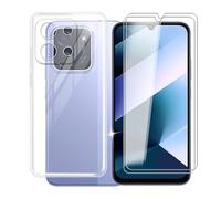 KJYFOANI 2 Piezas Vidrio Templado+Funda para Xiaomi Poco C85 5G Cover (6.90")- Protector de Pantalla Cristal, Clear Suave Silicona TPU Case Anti-Arañazos, Antigolpes Carcasa - Transparent