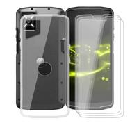 KJYFOANI 3 Piezas Vidrio Templado+Funda para Crosscall Core M6E Cover (5.99")- Protector de Pantalla Cristal, Clear Suave Silicona TPU Case Anti-Arañazos, Antigolpes Carcasa - Transparent