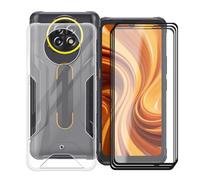 KJYFOANI 3 Piezas Vidrio Templado+Funda para Cubot Kingkong Ace 5 Cover (6.75")- Protector de Pantalla Cristal, Clear Suave Silicona TPU Case Anti-Arañazos, Antigolpes Carcasa - Transparent