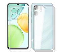 KJYFOANI 3 Piezas Vidrio Templado+Funda para Honor Play 60A Cover (6.75")- Protector de Pantalla Cristal, Clear Suave Silicona TPU Case Anti-Arañazos, Antigolpes Carcasa - Transparent