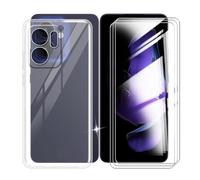 KJYFOANI 3 Piezas Vidrio Templado+Funda para OPPO Reno13 FS 5G Cover (6.67")- Protector de Pantalla Cristal, Clear Suave Silicona TPU Case Anti-Arañazos, Antigolpes Carcasa - Transparent