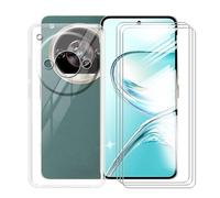 KJYFOANI 3 Piezas Vidrio Templado+Funda para ZTE Nubia Focus 2 Ultra Cover (6.80")- Protector de Pantalla Cristal, Clear Suave Silicona TPU Case Anti-Arañazos, Antigolpes Carcasa - Transparent