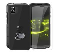 KJYFOANI Funda + 1 Piezas Cristal Templado para Crosscall Core M6E (5.99"), con Otación de 360° Anillo Función de Soporte Carcasa + Protector Pantalla para - Negro