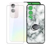 KJYFOANI Funda + 1 Piezas Cristal Templado para Vivo Y19s Pro (6.68"), con Otación de 360° Anillo Función de Soporte Carcasa + Protector Pantalla para - Mármol