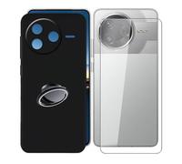 KJYFOANI Funda + 1 Piezas Cristal Templado para Xiaomi Poco F7 Pro (6.67"), con Otación de 360° Anillo Función de Soporte Carcasa + Protector Pantalla para - Negro
