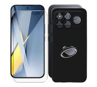 KJYFOANI Funda + 1 Piezas Cristal Templado para Xiaomi Poco F8 Ultra (6.90"), con Otación de 360° Anillo Función de Soporte Carcasa + Protector Pantalla para - Negro