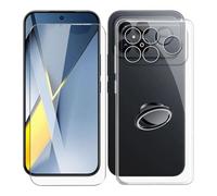 KJYFOANI Funda + 1 Piezas Cristal Templado para Xiaomi Poco F8 Ultra (6.90"), con Otación de 360° Anillo Función de Soporte Carcasa + Protector Pantalla para - Transparente