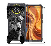 KJYFOANI Funda para Cubot Kingkong Ace 5 (6.75") Y Vidrio Templado Protector de Pantalla Cristal, Ultra-Fina Suave Silicona TPU Bumper Caso Negro Antiarañazos Carcasa -W11