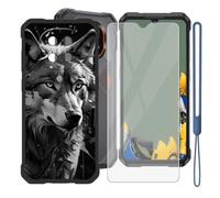 KJYFOANI Funda para Cubot Kingkong ES 5(6.88")-Negro+Vidrio-W11