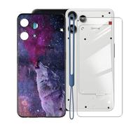 KJYFOANI Funda para Nothing Phone 3a Lite (6.77") Y Vidrio Templado Protector de Pantalla Cristal, Ultra-Fina Suave Silicona TPU Bumper Caso Negro Antiarañazos Carcasa -Libertad, Nostalgia