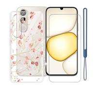 KJYFOANI Funda para Realme C100x-Transparente+Vidrio-WM84 | 1 Pieza Vidrio Templado,dureza 9H,HD Claridad,Silicona TPU Cáscara,A prueba de golpes,Anti-Arañazos,Antideslizante,6.80"