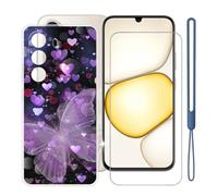 KJYFOANI Funda para Realme C100x-Transparente+Vidrio-XV16 | 1 Pieza Vidrio Templado,dureza 9H,HD Claridad,Silicona TPU Cáscara,A prueba de golpes,Anti-Arañazos,Antideslizante,6.80"