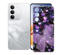 KJYFOANI Funda para Realme C71 (6.67"), Ultrafino TPU Estuche Protector, Transparente Bumper Cover Suave Silicona Case, Anti-Arañazos Cáscara para - Mariposa Morada