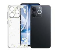 KJYFOANI Funda para Realme Note 70 (6.74"), Ultrafino TPU Estuche Protector, Transparente Bumper Cover Suave Silicona Case, Anti-Arañazos Cáscara para - Flores Blancas