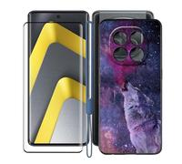KJYFOANI Funda para Xiaomi Poco M8 (6.77") Y Vidrio Templado Protector de Pantalla Cristal, Ultra-Fina Suave Silicona TPU Bumper Caso Negro Antiarañazos Carcasa -Libertad, Nostalgia