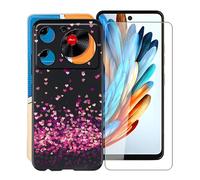 KJYFOANI Funda para ZTE Nubia Music Z2353 (6.60") con 1 Piezas Vidrio Templado Película Protectora,Negro Suave Silicona TPU Case - Antirasguño Estuche Protector Bumper Carcasa - Amor Rosa