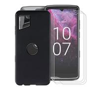 KJYFOANI para Crosscall Stellar M6E (6.1") Funda + 3 Piezas Vidrio Templado Película Protectora, Negro Suave Silicona TPU Case Antirasguño Carcasa para - Minimalista