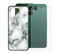 KJYFOANI para Fairphone 6 (6.31") Funda + 1 Piezas Vidrio Templado Película Protectora, Negro Suave Silicona TPU Case Antirasguño Carcasa para - Mármol