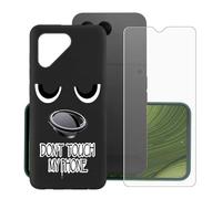 KJYFOANI para Fairphone 6 Funda + 1 Piezas Vidrio Templado Película Protectora, Negro Ultra-Fina Suave TPU Bumper Carcasa con Soporte Móvil Anillo para Fairphone 6 (6.31") - DU06