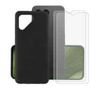 KJYFOANI para Fairphone 6 Funda + 2 Piezas Vidrio Templado Película Protectora, Ultra-Fina Suave TPU Bumper Caso, Negro Antiarañazos Carcasa para Fairphone 6 (6.31") - Negro