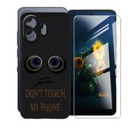 KJYFOANI para TCL NxtPaper 70 Pro (6.90") Funda + 1 Piezas Vidrio Templado Película Protectora, Negro Suave Silicona TPU Case Antirasguño Carcasa para - No me toques A