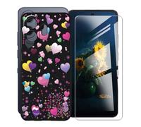 KJYFOANI para TCL NxtPaper 70 Pro (6.90") Funda + 1 Piezas Vidrio Templado Película Protectora, Negro Suave Silicona TPU Case Antirasguño Carcasa para - Romance