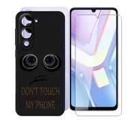 KJYFOANI para Vivo Y19sGT (6.74") Funda + 1 Piezas Vidrio Templado Película Protectora, Negro Suave Silicona TPU Case Antirasguño Carcasa para - No me toques A