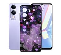 KJYFOANI para Vivo Y19sGT (6.74") Funda, Ultra Delgado Suave Silicona TPU Caso, Anti-Rasguño Protection Case, Negro Anti-Choques Bumper Carcasa para - Mariposas moradas