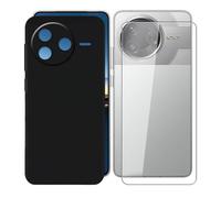 KJYFOANI para Xiaomi Poco F7 Pro (6.67") Funda + 1 Piezas Vidrio Templado Película Protectora, Negro Suave Silicona TPU Case Antirasguño Carcasa para - Negro
