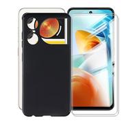 KJYFOANI para ZTE Nubia Music 2 Funda + 2 Piezas Vidrio Templado Película Protectora,Negro Suave Silicona TPU Case Antirasguño Bumper Carcasa para ZTE Nubia Music 2 (6.72") - Minimalista