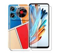 KJYFOANI para ZTE Nubia Music Z2353 Funda + 1 Pieza Cristal Templado, Ultrafino Transparente Suave Silicona Cáscara con Vidrio Templado Película para ZTE Nubia Music Z2353 (6.60") - Cristal