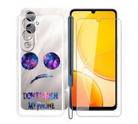 KJYFOANI Vidrio Templado+Funda para Vivo Y19s 5G Cover (6.74")- Protector de Pantalla Cristal, Clear Suave Silicona TPU Case Anti-Arañazos, Antigolpes Bumper Carcasa -No me toques