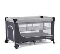 kk KinderKraft LEODY Cuna de Viaje Bebe 120 x 60 cm, Sistema de Plegado desplegado rápido y fácil, Dos Alturas, Circulación de Aire, con Bolsa de Transporte, Gris