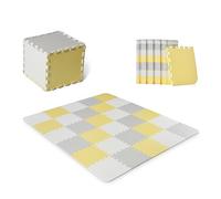 kk Kinderkraft LUNO Manta Juegos bebé, Incluye 30 piezas, Puzzle de Espuma, Alfombra para niños, Gimnasio Actividades, Tapete bebé, para bebé, Con accesorios, para niños, Amarilla-blanca