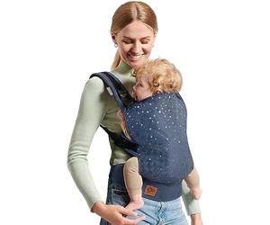 kk Kinderkraft NINO CONFETTI Mochila Portabebés, Portabebé Ergonómico da 3 mesi a 20 kg, Dorsal y Ventral posición, Bolsillo, Puro Algodón, Postura segura, Asiento ajustable, Azul
