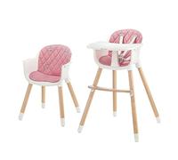 kk Kinderkraft SIENNA Trona bebé, Portatil, Silla, Ergonómica, Fácil de limpiar, Patas de Madera, Bandeja Extraíble, para niños, 6 Meses - 5 años, Rosa
