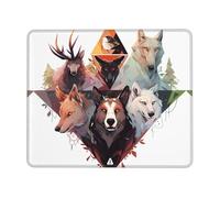 KKAFGBV Alfombrilla de ratón cómoda con estampado de lobos y renos, base de piel sintética antideslizante, diseño suave y moderno para oficina, uso doméstico, 8.3 x 10.3 pulgadas