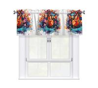 KKAFGBV Cortinas coloridas con estampado de guitarra con bolsillo doble para barra, para dormitorios, cocinas y más, opacas, 137 x 45 cm