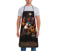 KKAFGBV Delantal de amarre con estampado de cachorro en agua, resistente a las manchas, impermeable y a prueba de aceite, babero ajustable para uso unisex, Portafolio familiar Rooster, Taille unique