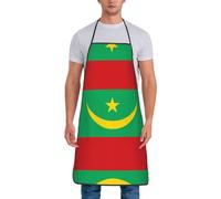 KKAFGBV Delantal estampado de la bandera de Mozambique, resistente a las manchas, impermeable y resistente al aceite, babero ajustable para uso unisex, Bandera de Mauritania, Taille unique