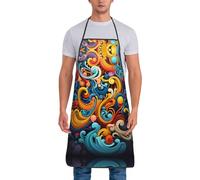 KKAFGBV Delantal estampado de oso polar en invierno, resistente a las manchas, impermeable y resistente al aceite, babero ajustable para uso unisex, Rayas multicolores, Taille unique