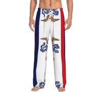 KKAFGBV Pantalones de pijama con estampado de la bandera del estado de Iowa para hombre, ropa de descanso suave y cómoda con bolsillos y cordones, blanco, L