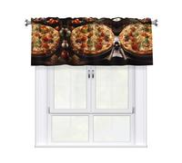 KKAFGBV Tantalizing Tomate Pizza - Cortinas opacas con doble bolsillo para cortinero para dormitorios, cocinas y más, 54 x 18 pulgadas