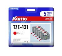 Kkamo 5 cintas compatibles con Brother P-touch 12 mm 0,47 cintas de escritura TZe-431 TZe431 TZ-431 TZ431 rojo laminado para dispositivo de rotulación PT-P300BT PT-H100R PT-H110 PT-H110 PT-P700