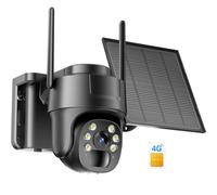 KKB 4G LTE Camara Vigilancia Exterior con Tarjeta SIM, Sin WiFi, 2K Cámara de Vigilancia con Panel Solar Inalámbrica PTZ 355°/90°, Visión Nocturna, Detección Humana PIR, Audio Bidireccional, IP65