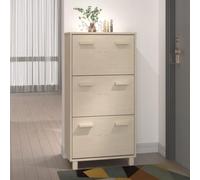 KKgypkn Armario zapatero Hamar de madera maciza de pino, 59,5 x 35 x 117 cm, color marrón miel con tres solapas para un almacenamiento sin polvo, robusto armario de madera para el orden en el pasillo
