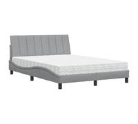 KKgypkn Cama con colchón Hanko gris claro de 140 x 190 cm, tela, colchón de espuma y somier de láminas para un sueño reparador, tejido de poliéster transpirable, patas estables, gran comodidad