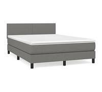 KKgypkn Cama de salto con colchón, color gris oscuro, 140 x 190 cm, tela, cabecera, altura ajustable, colchón de muelle bolsillo, de dureza media, agradable para la piel, para dormir bien